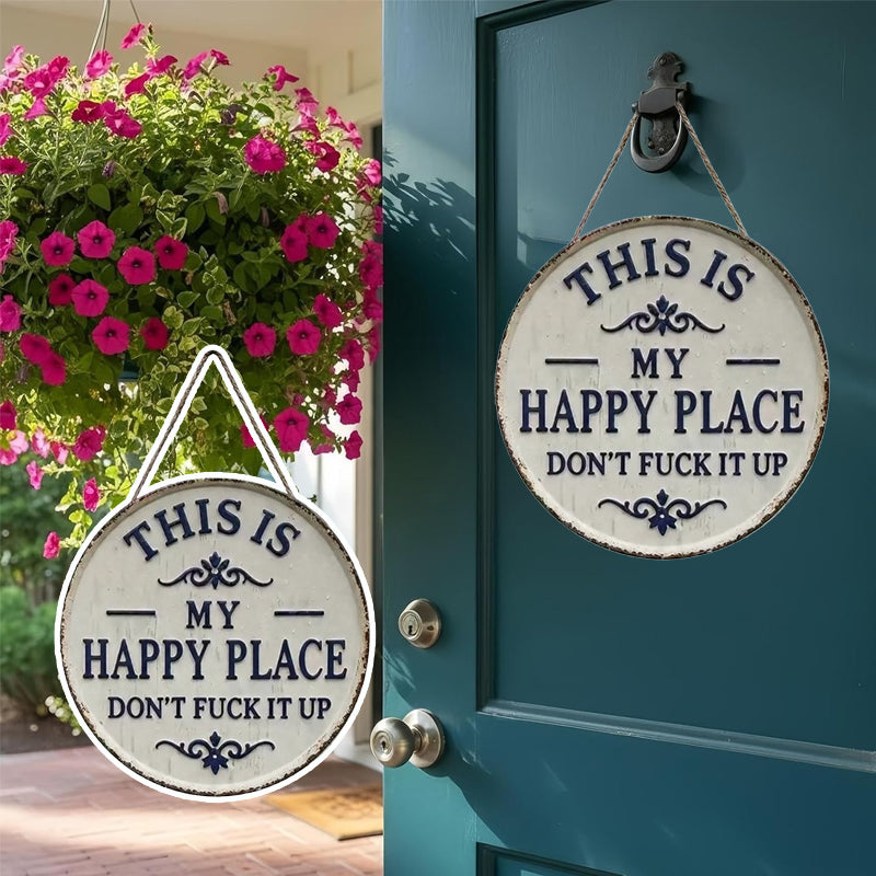 Happy Place Attitude Vintage metalen rand