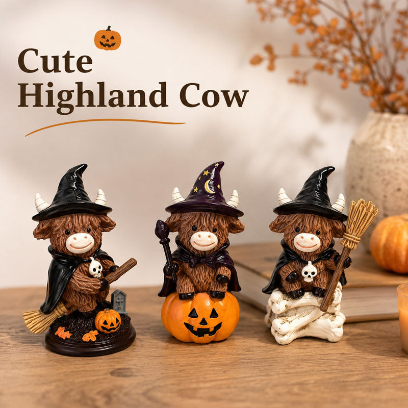 Halloween Schotse Hooglandkoe Heks Ornament