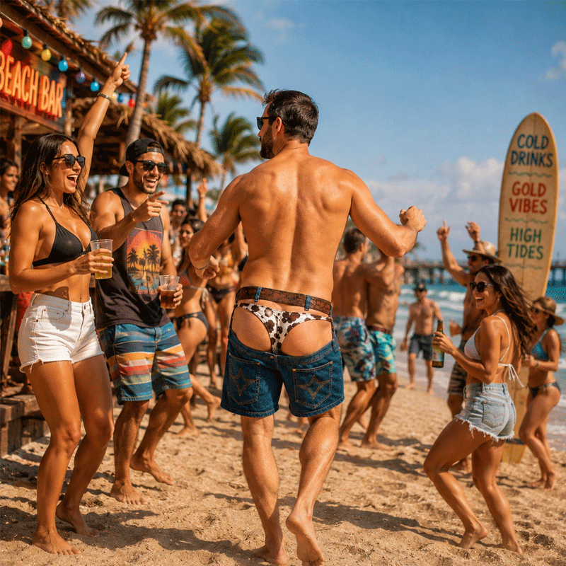 🏖️ 🤠 Nieuwigheid strandshorts in western denimlook