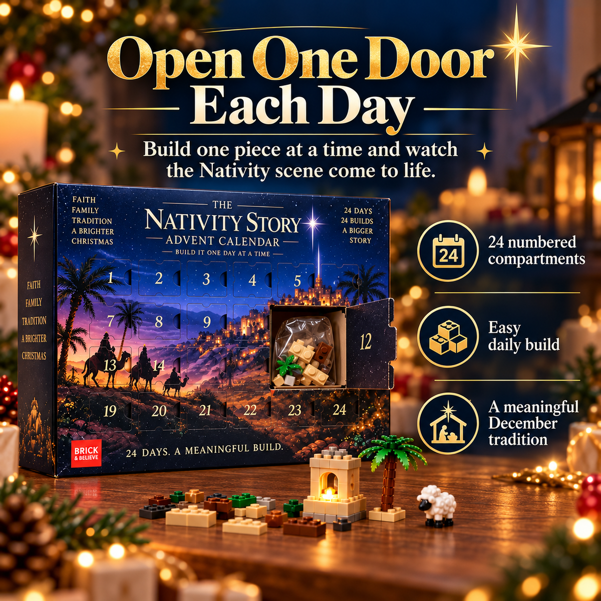 Kerststal adventskalender – 24-daagse bouwbare kerststalset