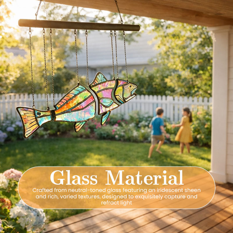 Handgemaakte rode trommel van gebrandschilderd glas - De illusie van zwemmen 🐟✨