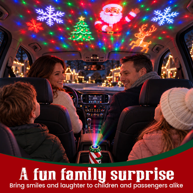 Merry Ride kerstauto met projectorverlichting