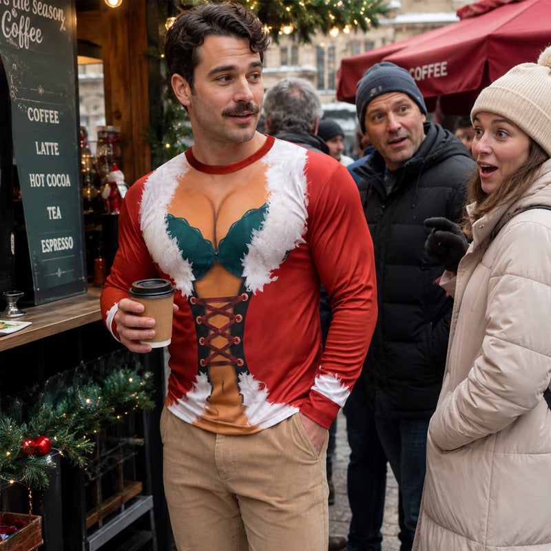 Grappige kersttop met lange mouwen
