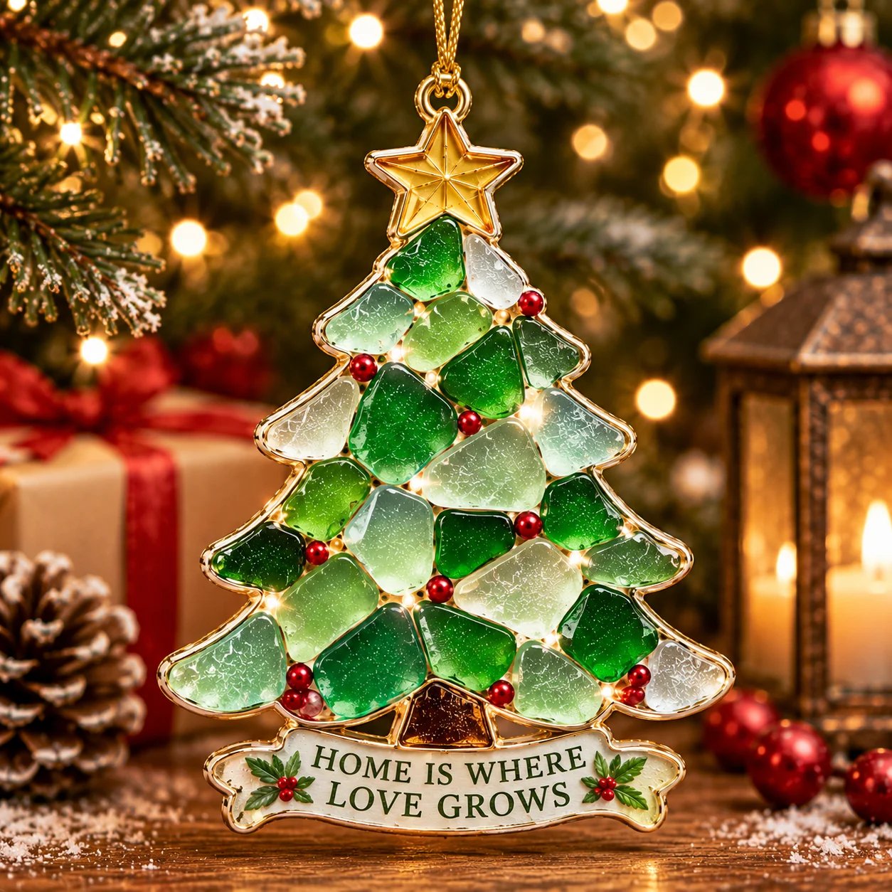 🎄 Kerstversieringen van zeeglas met een kerstboodschap