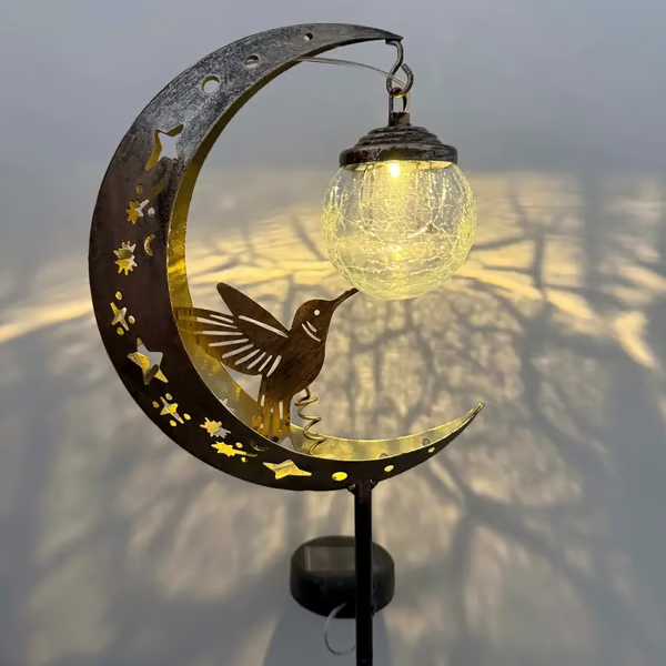 🌙✨Kolibrie Maan Solar Tuinlamp op Steekpaal