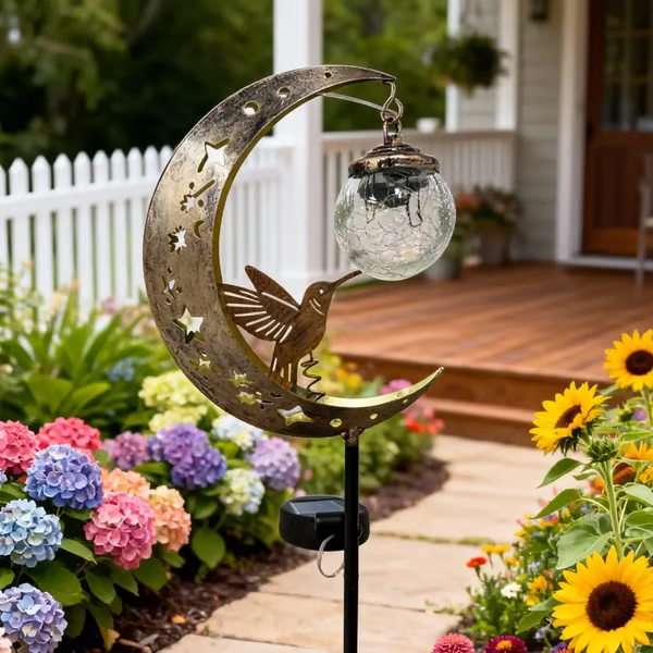 🌙✨Kolibrie Maan Solar Tuinlamp op Steekpaal