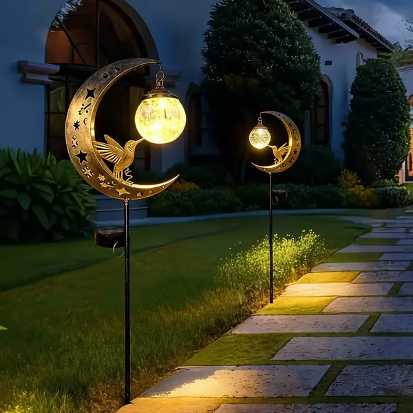 🌙✨Kolibrie Maan Solar Tuinlamp op Steekpaal