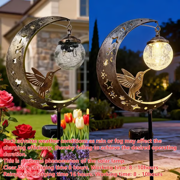 🌙✨Kolibrie Maan Solar Tuinlamp op Steekpaal