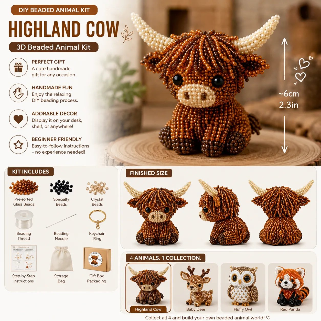 🧵✨ Miniatuur 3D kralen dieren doe-het-zelf set