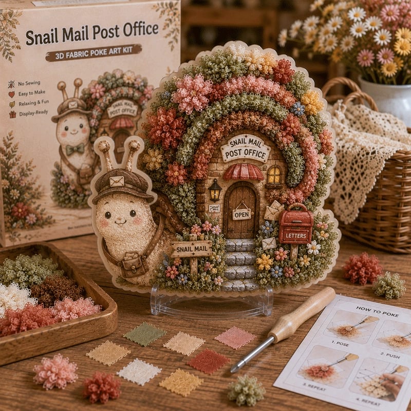🍄 Speels dorp 3D stoffen prik-kunstpakket