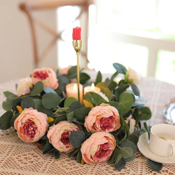 🌹Artificial Flowers Garland Spring Eucalyptus Garland Vintage Fake Flower Peony Rose Vine Greenery 🦋