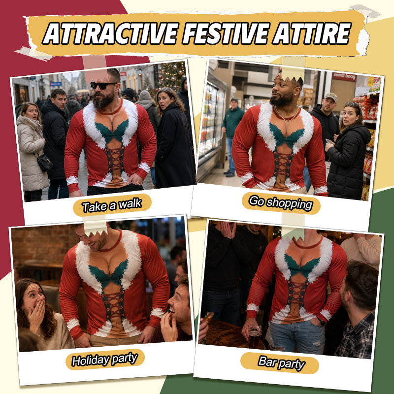 Grappige kersttop met lange mouwen