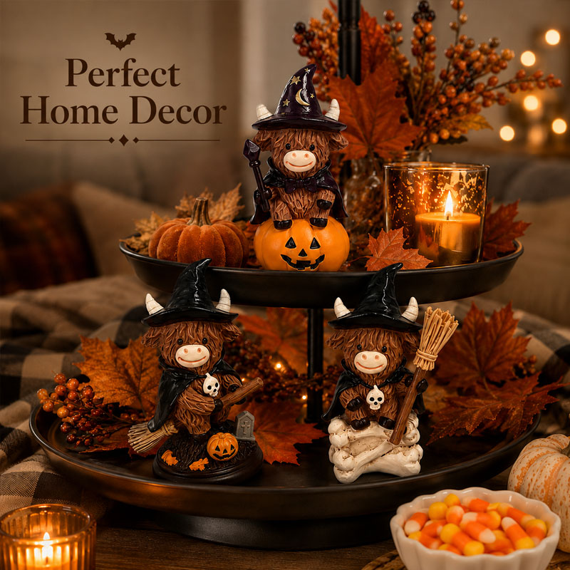 Halloween Schotse Hooglandkoe Heks Ornament