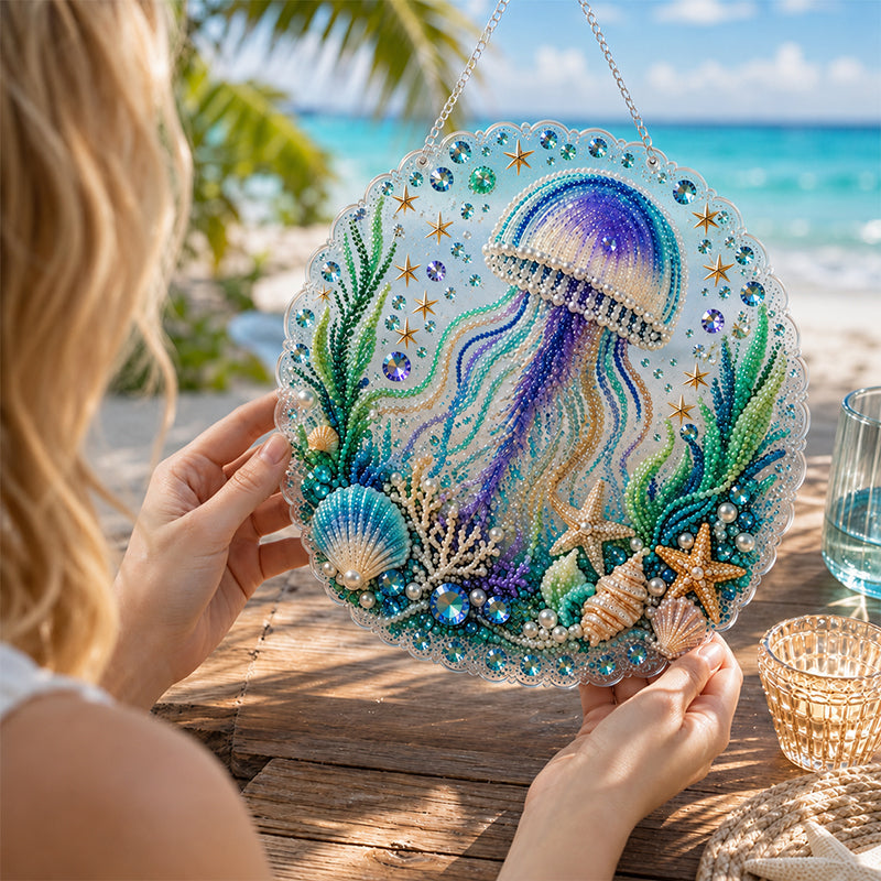 Handgemaakte acryl oceaan decoratie om zelf op te hangen.