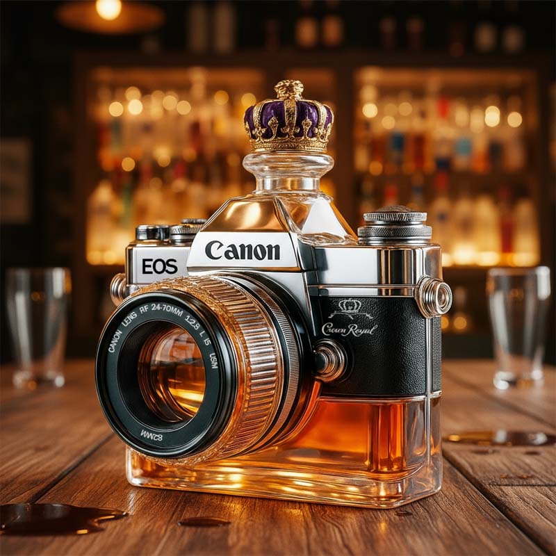 Camera glazen fles