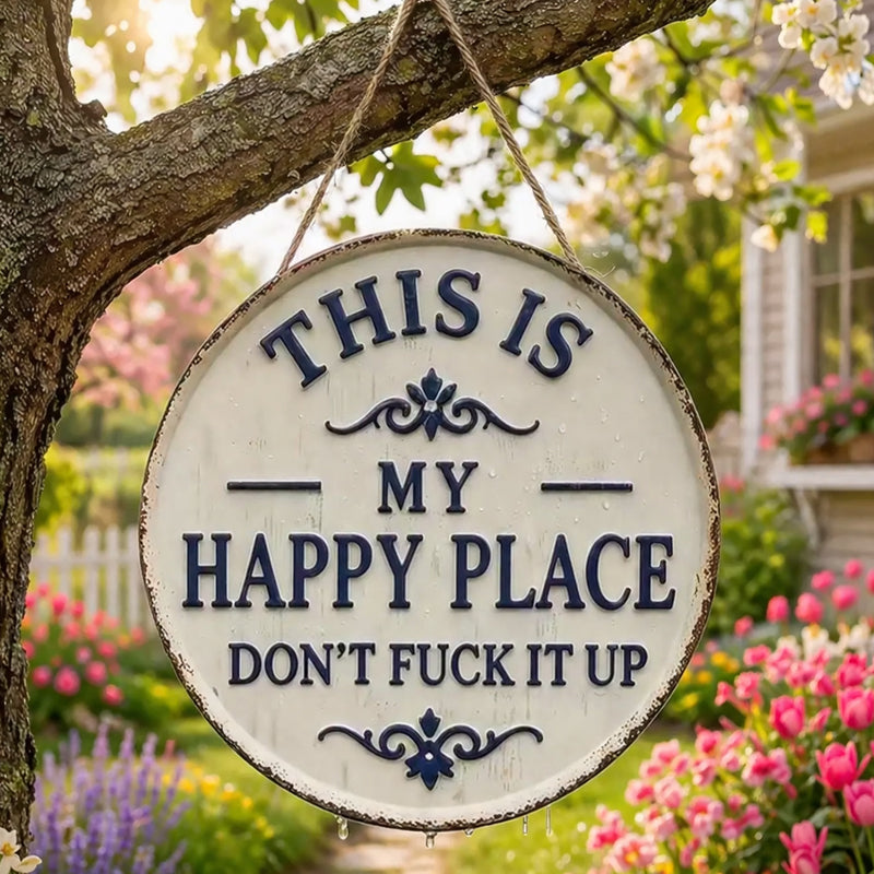 Happy Place Attitude Vintage metalen rand