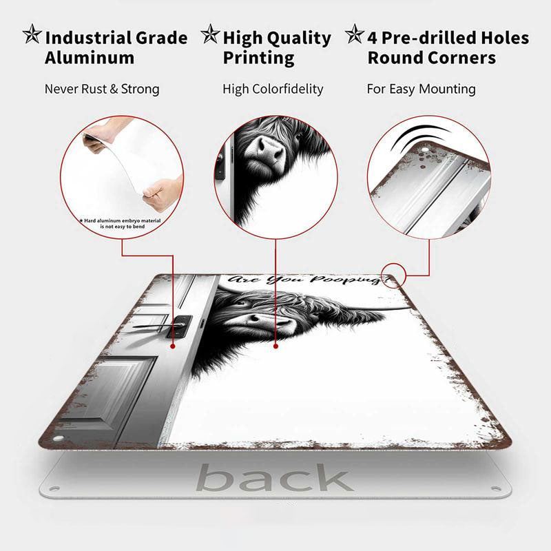 🐄 De brutale bezoeker: Vintage bord met Schotse hooglandkoe