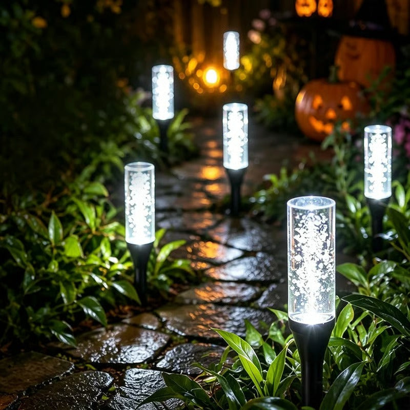 ☀️ Solar padverlichting voor buiten met kristallen bubbels — geen bedrading, geen elektriciteitsrekening, gewoon elke avond een warm welkom. 🏡
