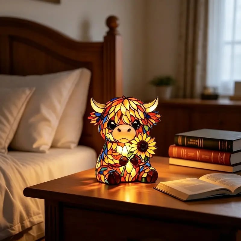 ✨ Creatief LED-nachtlampje in de vorm van een Schotse hooglandkoe