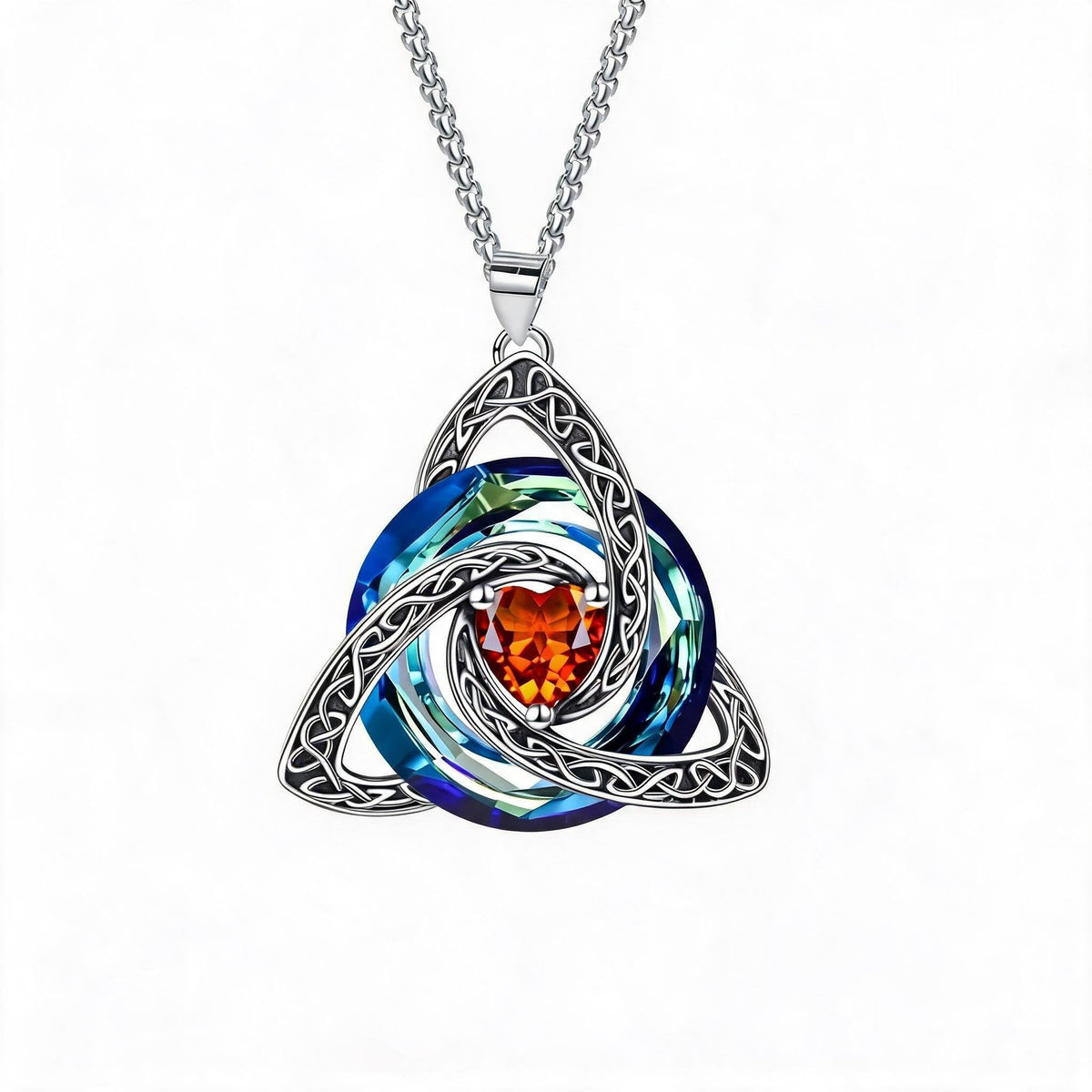 ✨Ketting met Keltische Drievuldigheidsknoop en geboortesteen – Een betekenisvol symbool van liefde en verbondenheid ❤️