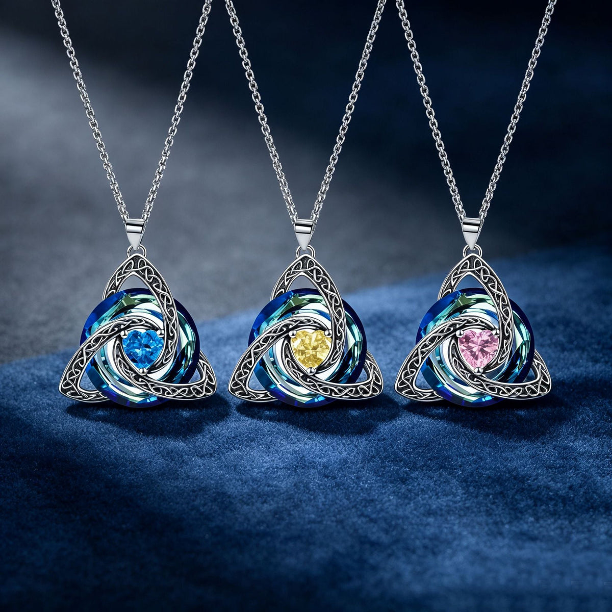 ✨Ketting met Keltische Drievuldigheidsknoop en geboortesteen – Een betekenisvol symbool van liefde en verbondenheid ❤️