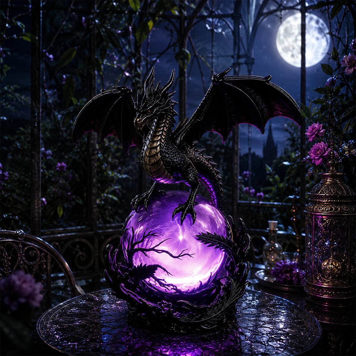 🔮Gotische draak LED-kristallenbollamp voor een donkere, stijlvolle inrichting