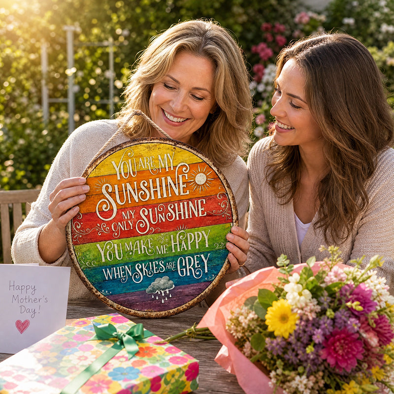🌈☀️ Jij bent mijn zonnetje Regenboog rond bord