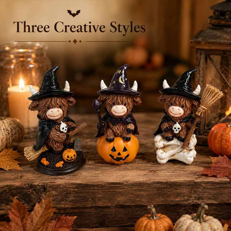 Halloween Schotse Hooglandkoe Heks Ornament