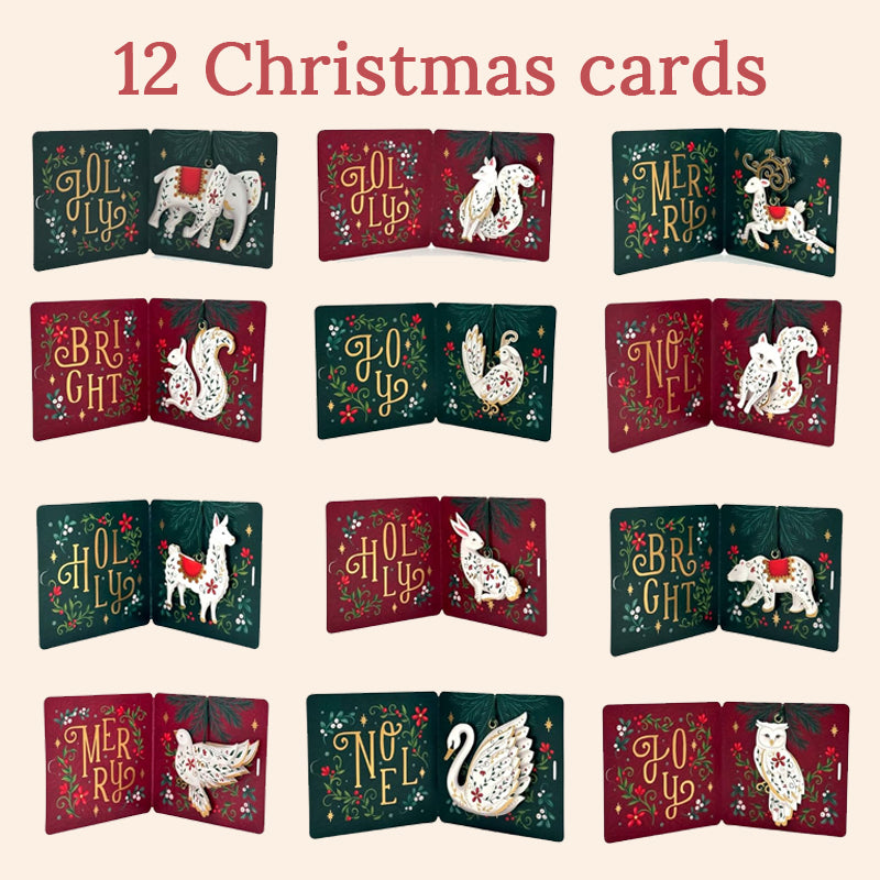 ✨ Enchanted Forest Kerstversieringsset – 12 Magische Papieren Schatten ✨