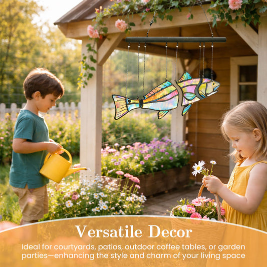 Handgemaakte rode trommel van gebrandschilderd glas - De illusie van zwemmen 🐟✨