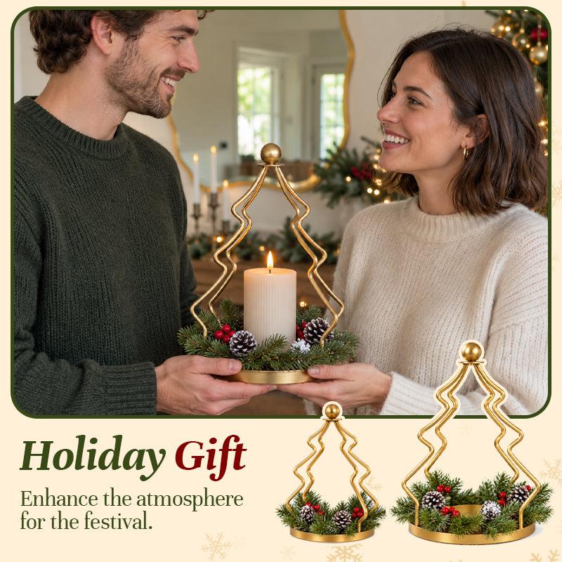 Vintage gouden kerstboom kaarsenhouder – Gezellige kerstdecoratie