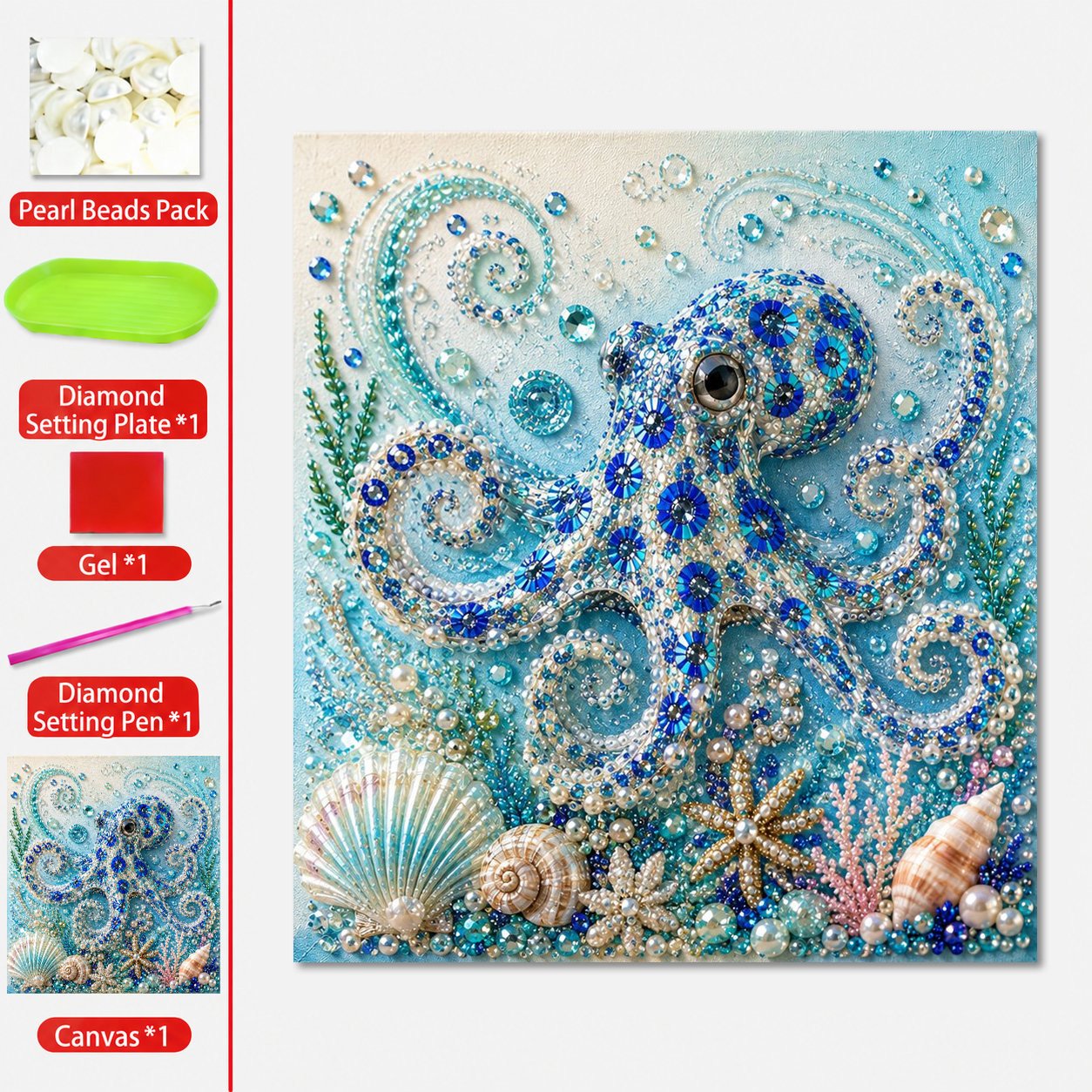 🌊✨ DIY-pakket met parelkunst in oceaanthema – Een ontspannende knutselactiviteit om prachtige kunstwerken in kuststijl te maken