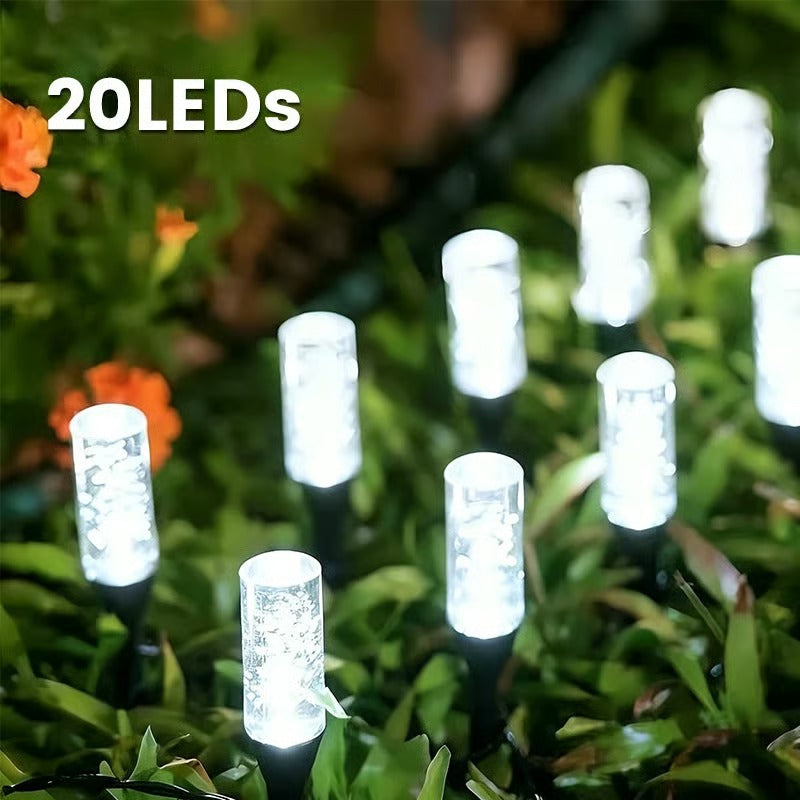 ☀️ Solar padverlichting voor buiten met kristallen bubbels — geen bedrading, geen elektriciteitsrekening, gewoon elke avond een warm welkom. 🏡