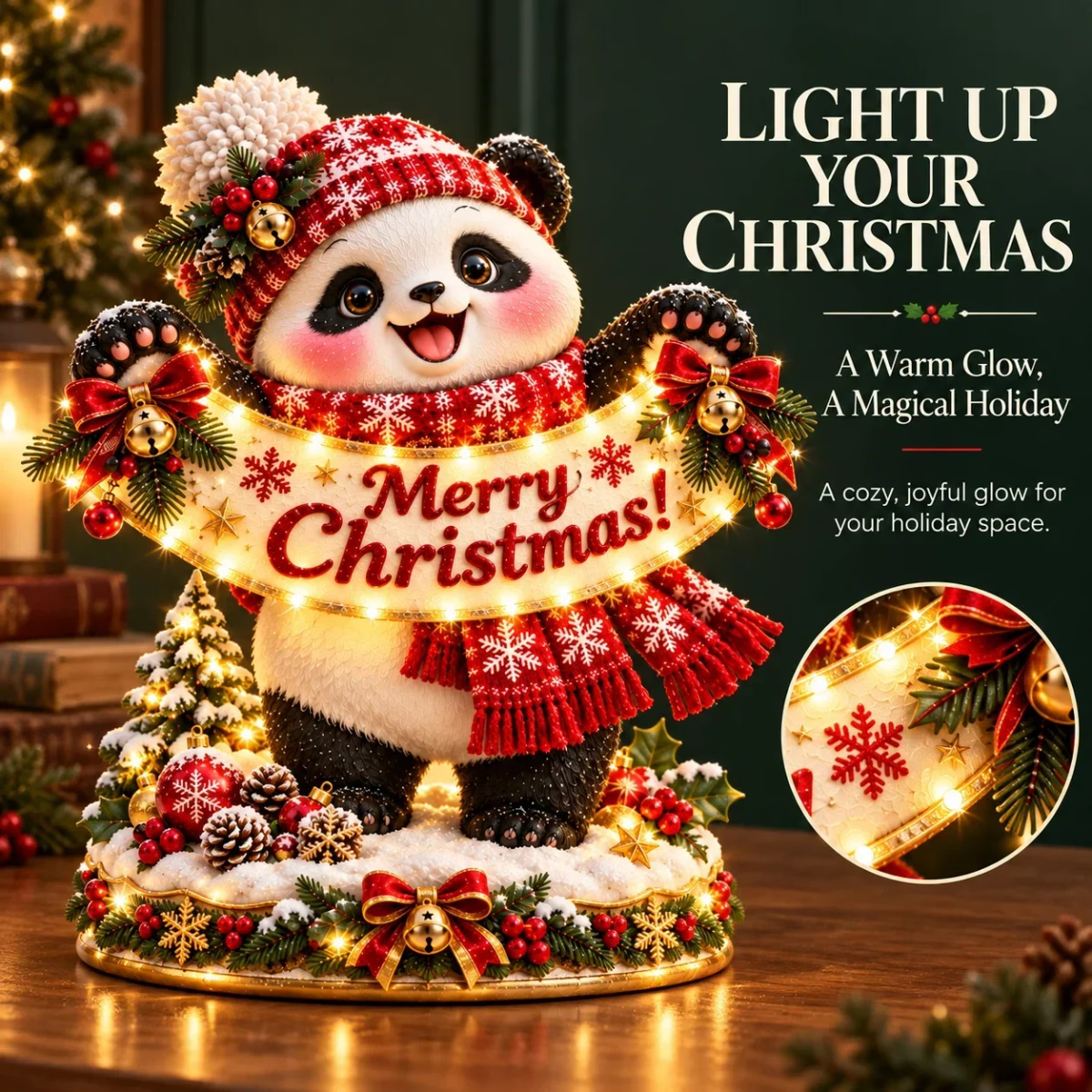 🐼Panda Christmas Greeting Figurine