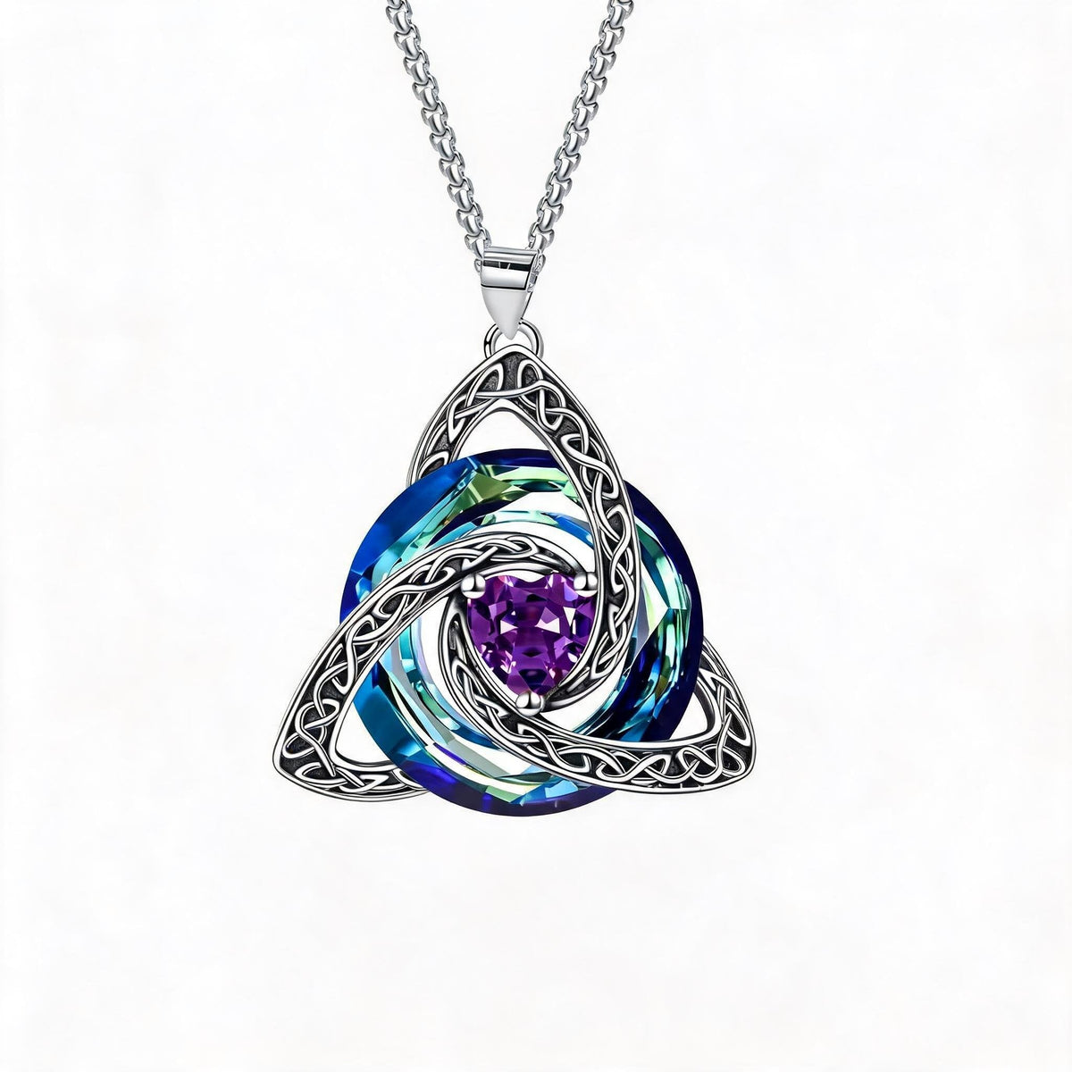 ✨Ketting met Keltische Drievuldigheidsknoop en geboortesteen – Een betekenisvol symbool van liefde en verbondenheid ❤️