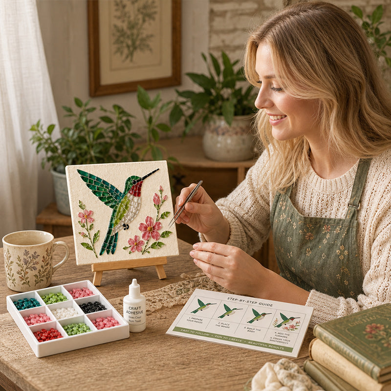 Mozaïekkunstset met gieter