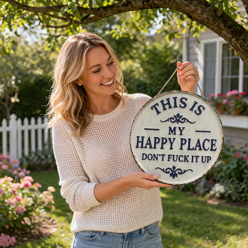 Happy Place Attitude Vintage metalen rand