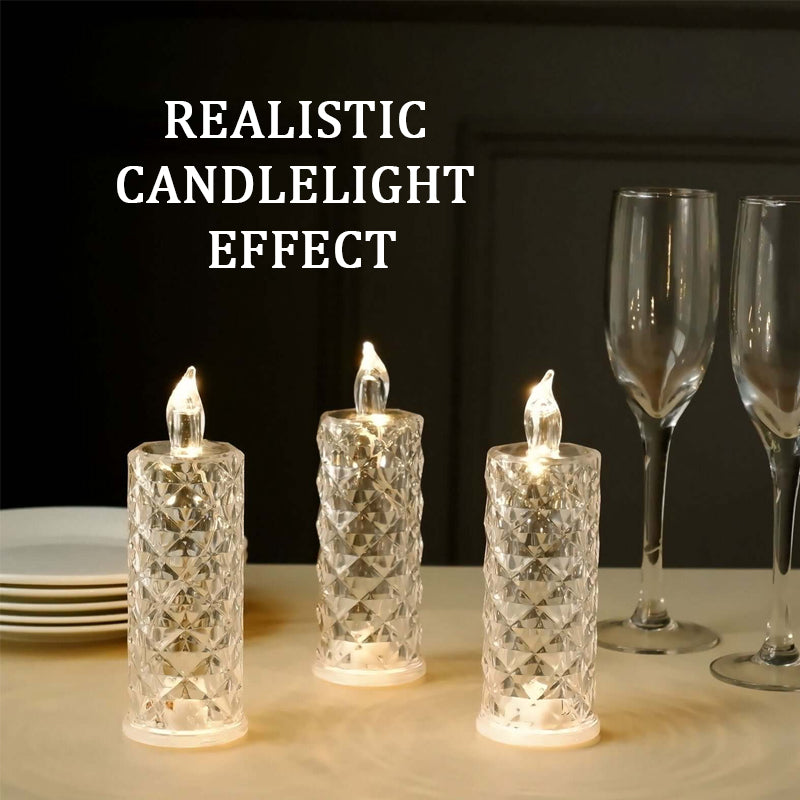 ✨ Crystal Rose Kaarslicht – Romantische gloed zonder rommel