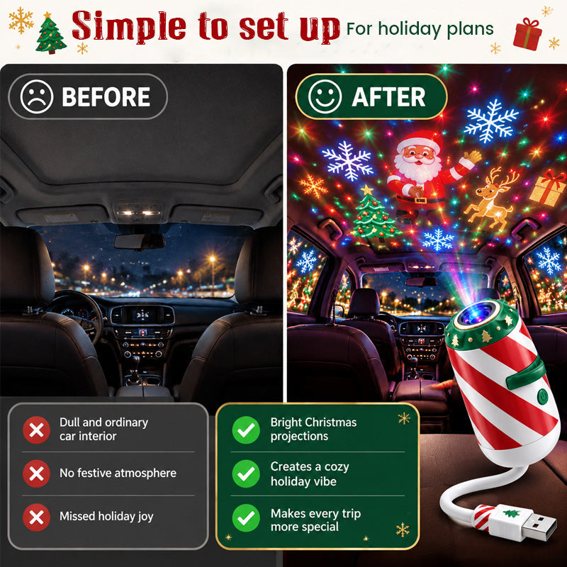 Merry Ride kerstauto met projectorverlichting