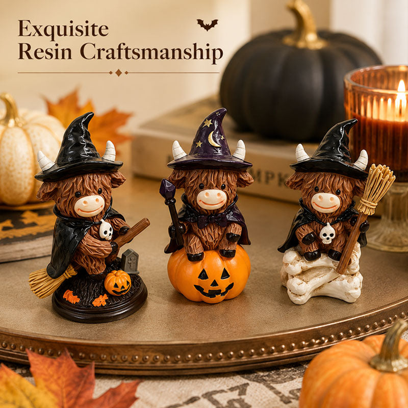 Halloween Schotse Hooglandkoe Heks Ornament