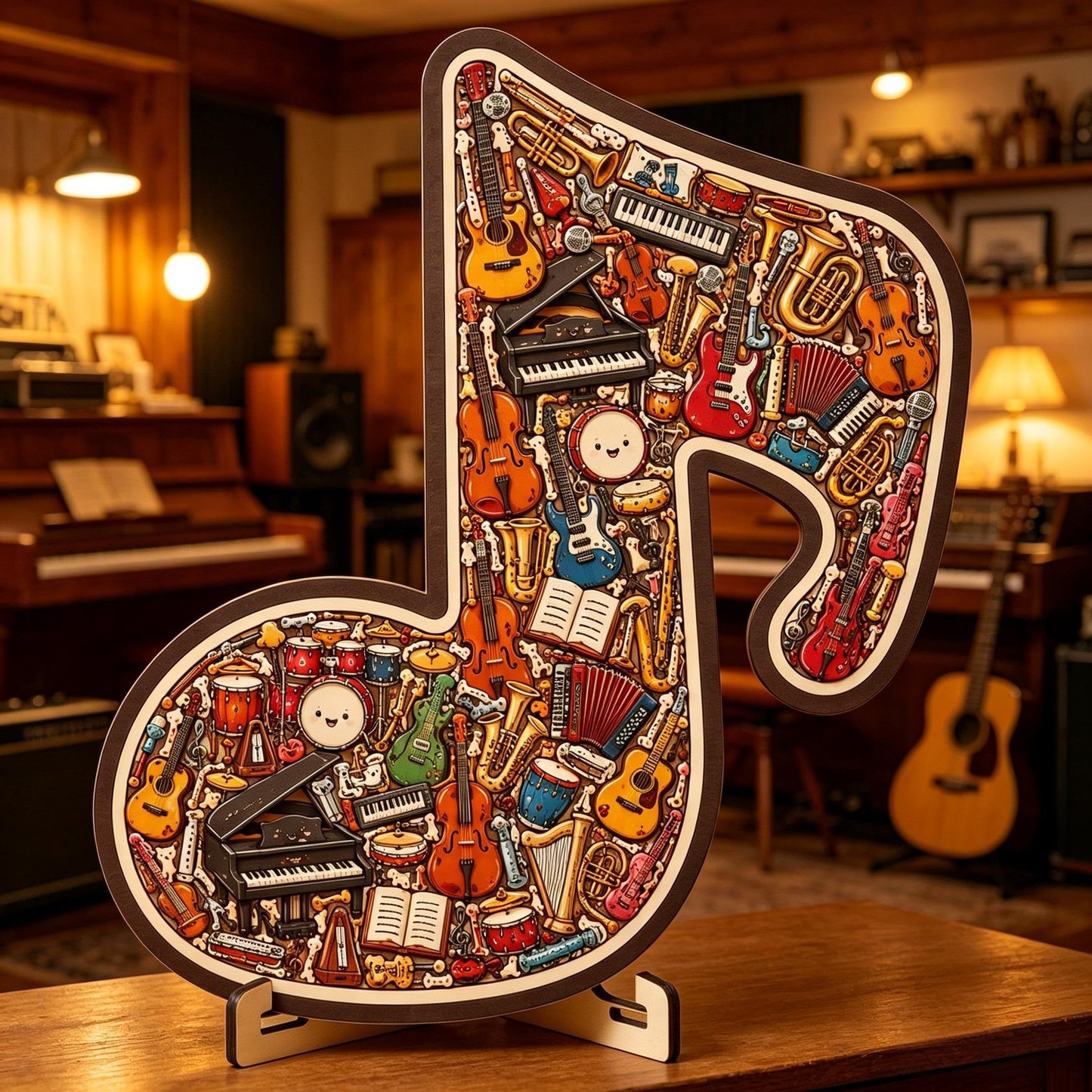 🔥🎶Puzzelornament in de vorm van een muziekinstrument