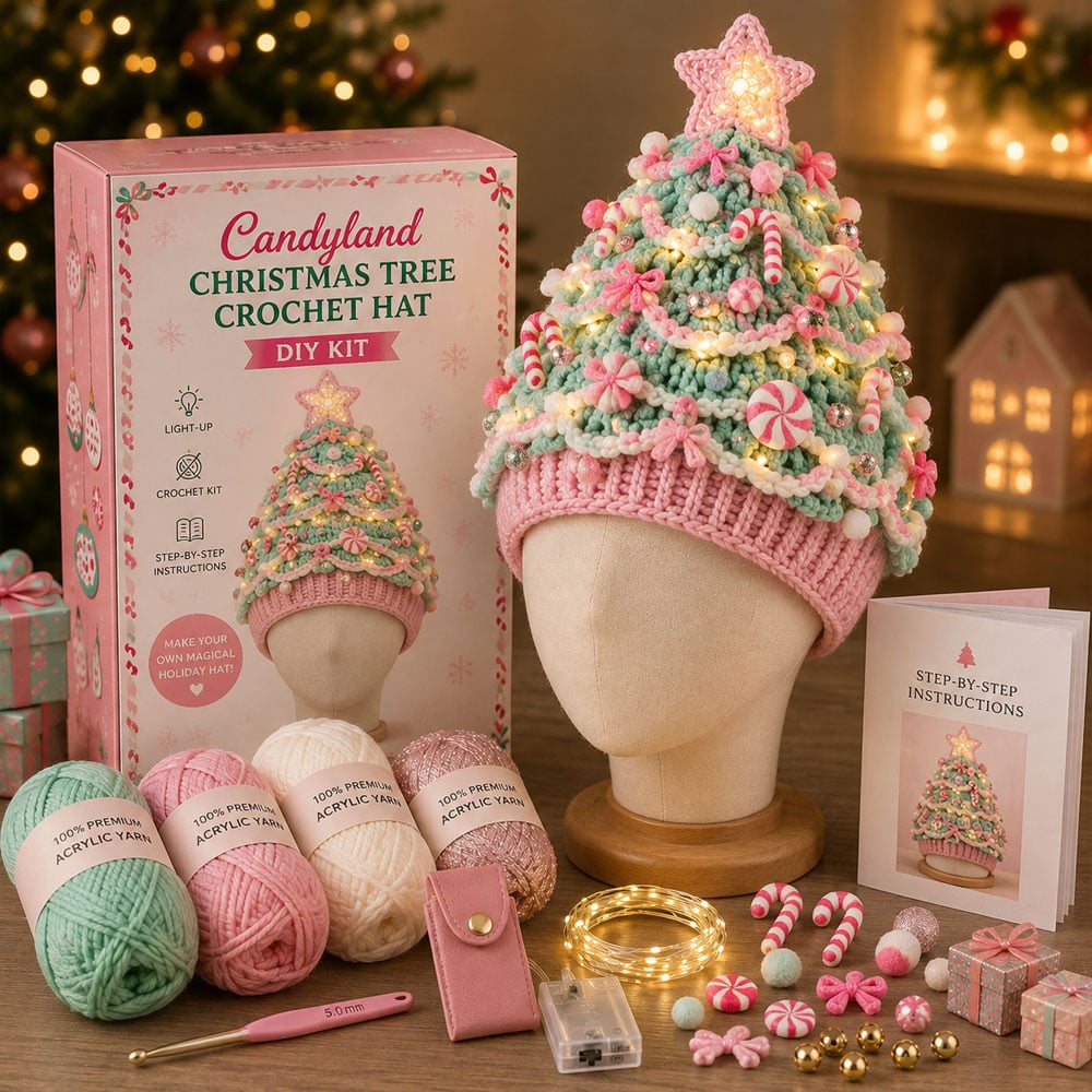 🎄 Beginnersvriendelijke DIY-set voor een kerstboommuts met verlichting