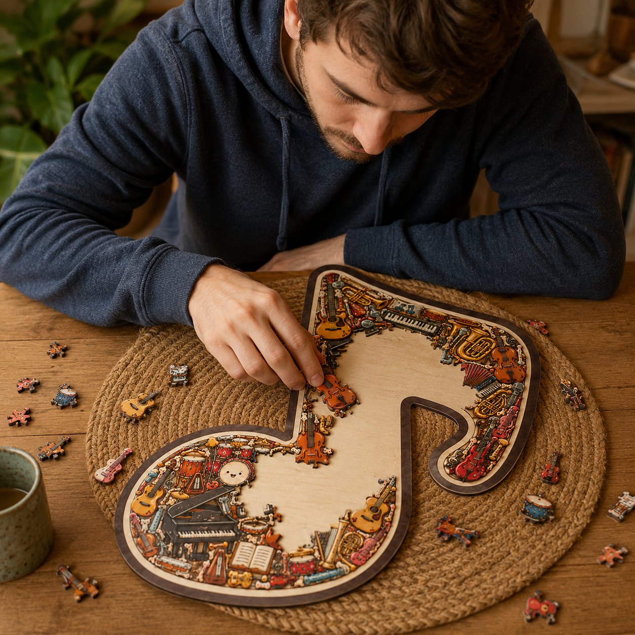 🔥🎶Puzzelornament in de vorm van een muziekinstrument
