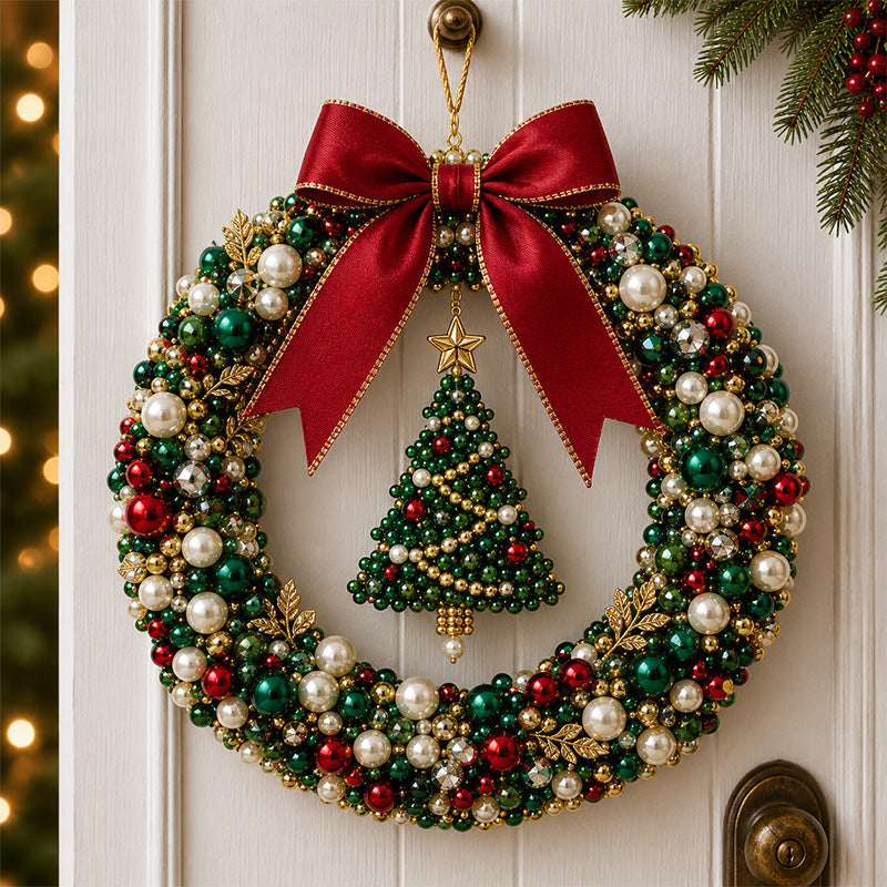 🎄✨ DIY Kerstkrans met Parels - Handgemaakte Deurdecoratie met Kralen 💎🎀