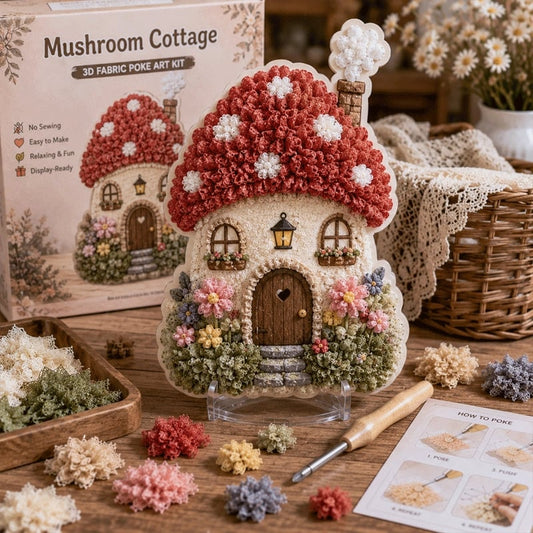 🍄 Speels dorp 3D stoffen prik-kunstpakket