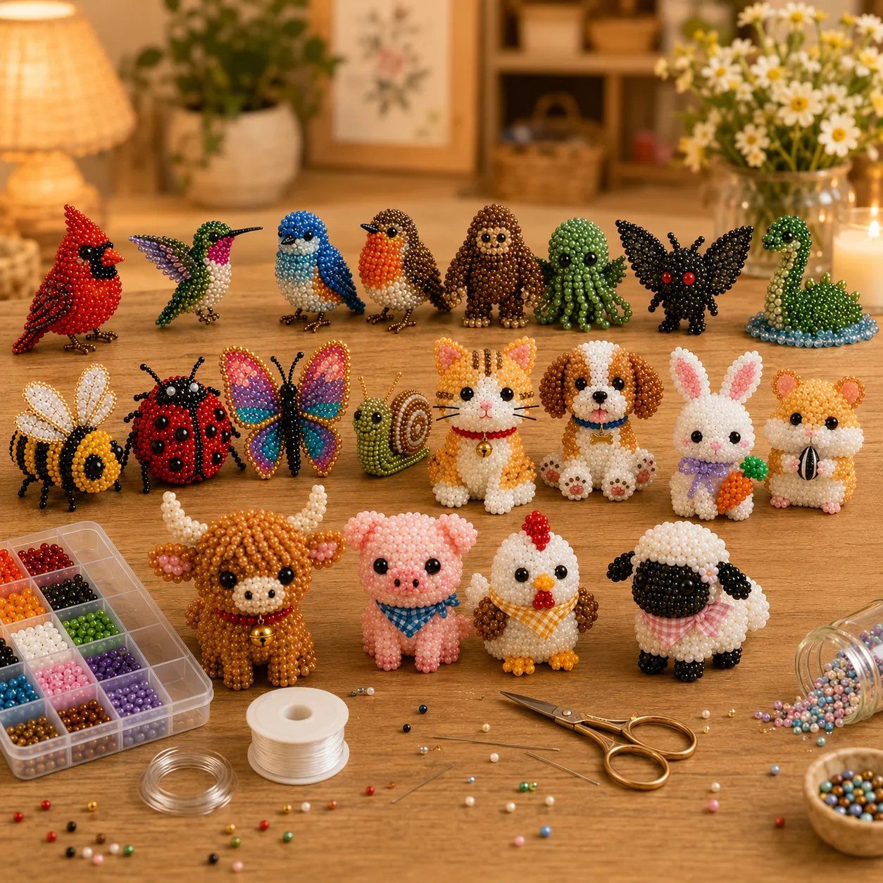🧵✨ Miniatuur 3D kralen dieren doe-het-zelf set