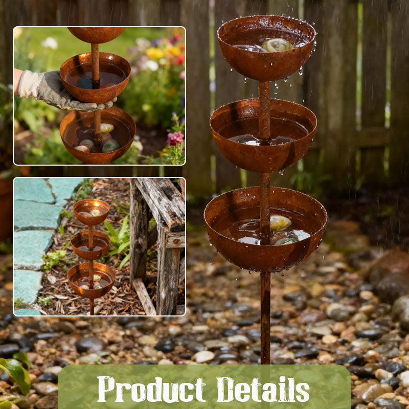 🌧️ Regenwateropvanger – plantensteun 🐦 Metalen tuinornament