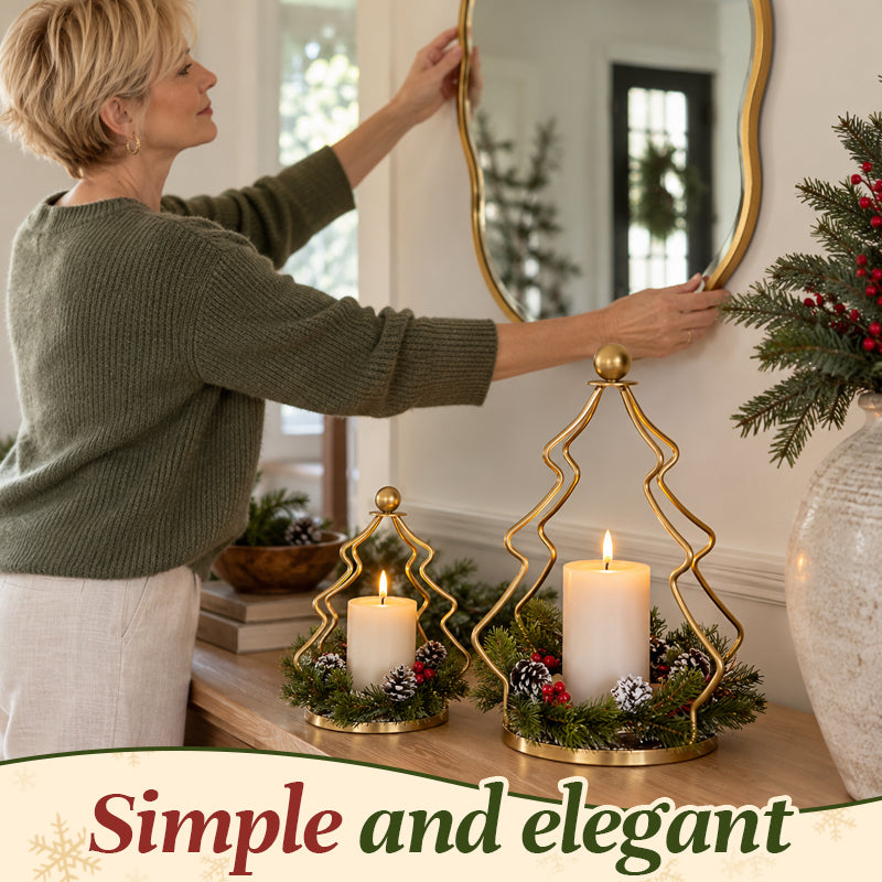 Vintage gouden kerstboom kaarsenhouder – Gezellige kerstdecoratie