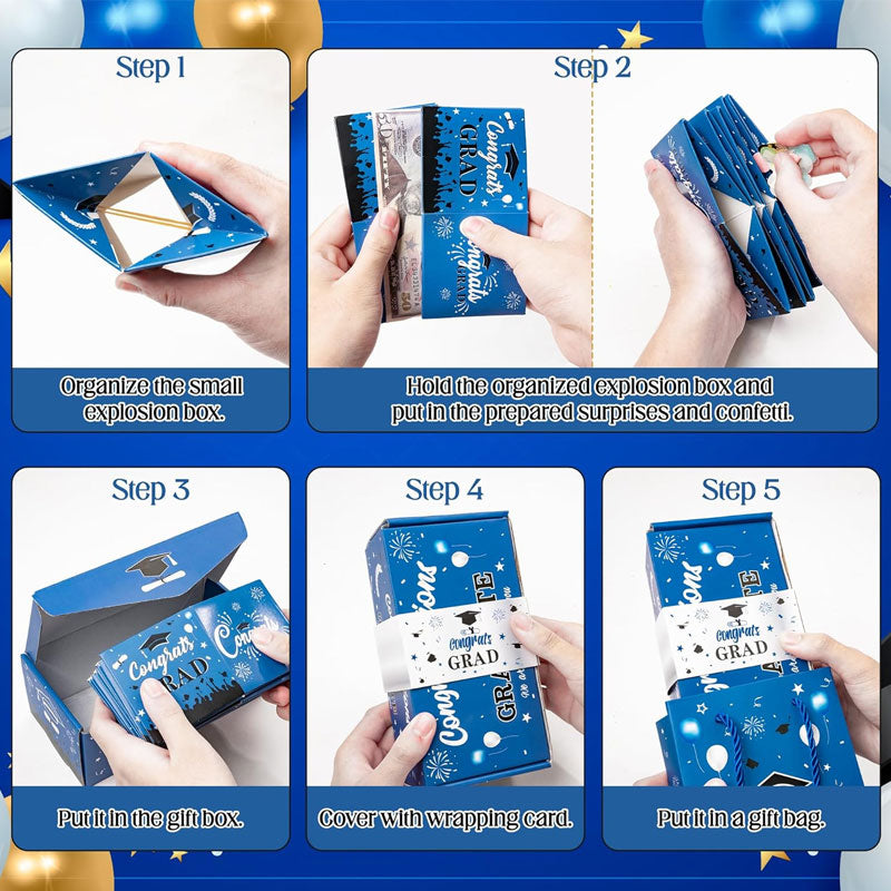 Een vrolijke rode envelop als afstudeercadeau.