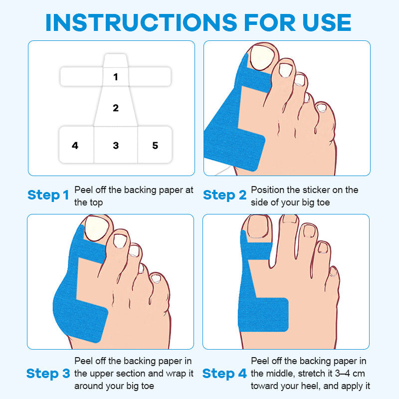 Voorgesneden kinesiologietape voor het corrigeren van hallux valgus